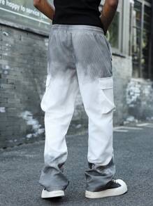 Manfinity EMRG Pantalones cargo de hombre con cintura con cordón, estilo casual con efecto tie-dye degradado - Blanco - Ver 2