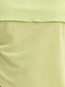 Nöista Bandeau Top With Ruched Side Tie And Lettuce Hem. Made From Soft, Stretchy Ribbed Fabric For A Slim, Flattering Fit. Perfect For Casual Outings Or Summer Looks .4th Of July - Green - View 6