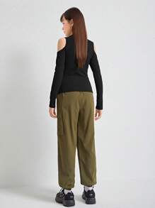 SHEIN 青少年女孩挖肩上衣和工裝褲套裝 - 彩色 - 查看 2