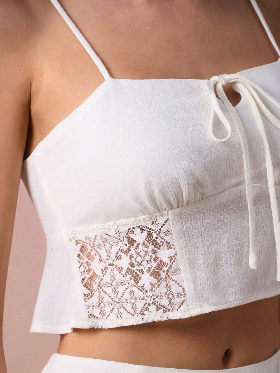 Enchnt Women's Off-White Lace Trim Camisole Top&Frill Long Skirt Set,Elegant Summer Vacation Holiday Outfits,Sweet Two Pieces Set For Wedding Guest