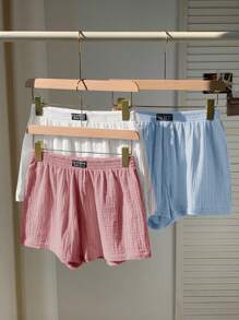 Comfortcana Conjunto de shorts de algodón tejido con pierna ancha casual para mujer, verano