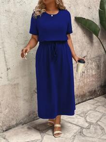 EMERY ROSE Robe mi-longue élastique à taille plate et rayée pour femmes grande taille, printemps/été