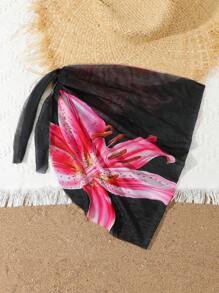 Cubrecostas de punto con estampado floral para chicas adolescentes, de diseño a la moda, lindo y conservador, adecuado para la playa, la natación, las vacaciones y el verano