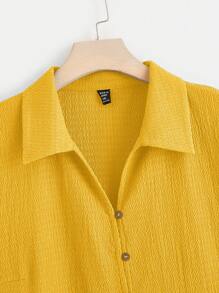 SHEIN EZwear 大码休闲纯色针织 T 恤 - 黃色 - 查看 4