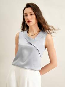 SHEIN Clasi Top court col V unicolore pour femmes, élégant pour les déplacements en été