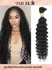 1 件装编织发束无纬深波浪波西米亚辫子钩针人发自然黑色处女人发接发无结辫子接发 - SNatural - 查看 1