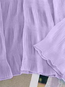 SHEIN 全新轻盈法式褶皱透视开衫，凸显女性魅力的外套 - 紫色 - 查看 3