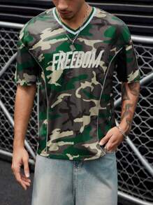 Manfinity EMRG Manfinity EMRG Men's Camouflage Printed Short Sleeve T-Shirt Men Camouflage Tshirt Camo Tshirt Camo Jersey  Reflective Strip Father's Day Gift Gift For Boyfriend Father's Gift  Jersey,Streetwear, Travel, Daily Wear,
