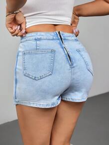 SHEIN ICON Women's Bow Decor Fashion Denim Skirt - Blue - View 2