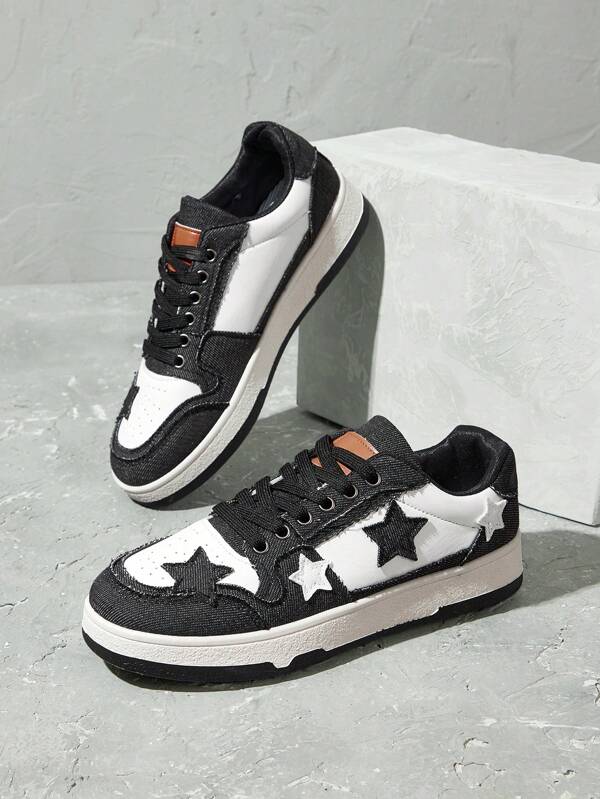 Beok Pantofi vulcanizați cu platformă casual nouă la modă cu imprimeu de stele, adidași versatili pentru studente, stil streetwear, pentru femei