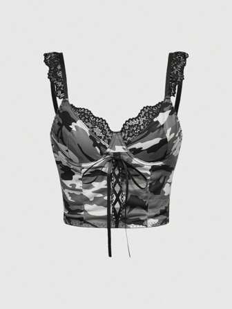Sweetness Retro Floral Lace Patchwork Camisole