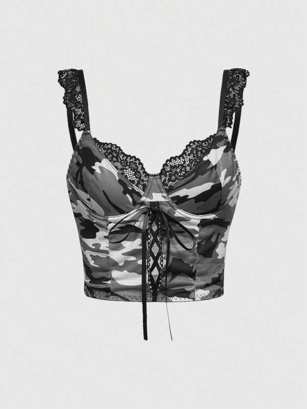 Sweetness Retro Blumen Spitze Patchwork Cami Top