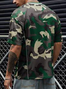 Manfinity EMRG Manfinity EMRG Men's Camouflage Printed Short Sleeve T-Shirt Men Camouflage Tshirt Camo Tshirt Camo Jersey  Reflective Strip Father's Day Gift Gift For Boyfriend Father's Gift  Jersey,Streetwear, Travel, Daily Wear,