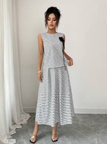 Elenzga 女士两件套 - 无袖上衣和裙子