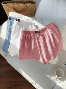 Comfortcana Conjunto de shorts de algodón tejido con pierna ancha casual para mujer, verano