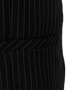 Manfinity Mode Men's Striped Suit, Includes Blazer Waistcoat And Pocket Pants, Men Dress Outfit, Wedding Outfit For Men, Men Dress Suits, Old Money Style - Black - View 4