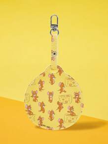 TOM & JERRY X SHEIN Pin Lencana Bulat dengan Pola Keju Kuning Lucu & Tikus Kartun - Yellow Gold - View 1