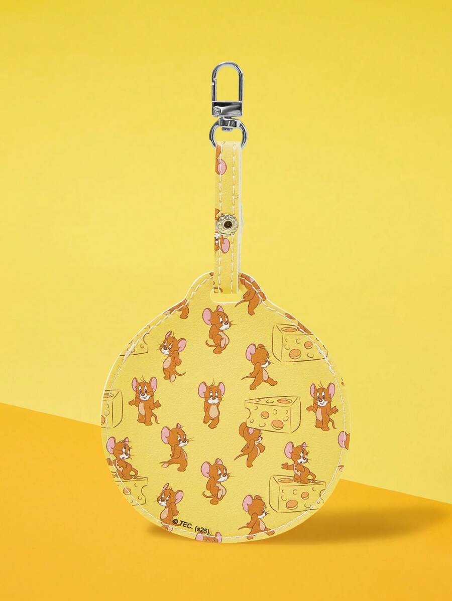 TOM & JERRY X SHEIN Pin Lencana Bulat dengan Pola Keju Kuning Lucu & Tikus Kartun - Yellow Gold - View 1
