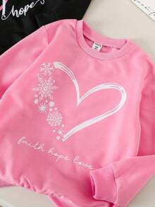 3pcs/Set Toddler Girls Fashion Casual Heart Print Crew Neck Long Sleeve T-Shirt Fall Winter - Multicolor - View 4