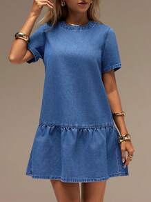 SHEIN Forever 21 春夏女士浪漫/舞会/正式/生日/90 年代服装/商务休闲女士/优雅/西部服装/外出/时尚/休闲/Y2K 服装/俱乐部/办公室/鸡尾酒会/复古/紧身/狂欢服装节日/有趣/优雅/老钱/街头服饰/度假服装/乡村音乐会服装/工作服/端庄/春假/单身女郎服装/音乐会/坏人/基本款/毕业/A 字/女牛仔服装/牛仔迷你裙 - 藍色 - 查看 2