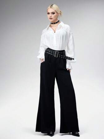 Goth Blusa holgada semi-transparente para mujer