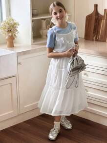 DAZY Conjunto de camiseta para niñas preadolescentes, otoño - Blanco - Ver 1
