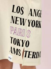 Sumwon Design Studios Oversized Tee Dress Fashion Cities Street Style Festival Relaxed Daily Casual Comfort Fashion Graphic Urban Printed Unisex Style - Yellow - View 4