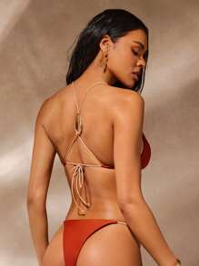 Hauture 夏季性感度假吊带背心交叉后背比基尼上衣，带装饰细节