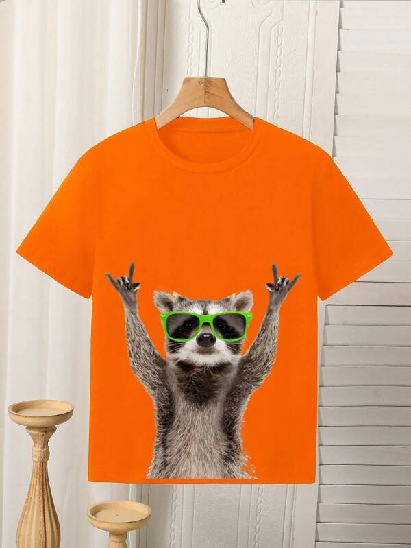 GraphicGems Camiseta infantil masculina com estampa animal e gola redonda, manga curta