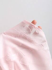 Sweetra Vestido corto sin mangas con espalda abierta, cuello con lazo y diseño calado en chifón rosa, refrescante para primavera/verano