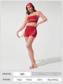 GLOWMODE Sutien sport lung FeatherFit™ bicolor, cu guler rotund, pentru yoga zilnic, cu impact redus