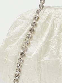 SHECARRY Geantă de damă cu mâner superior și decorațiuni cu strasuri, albă