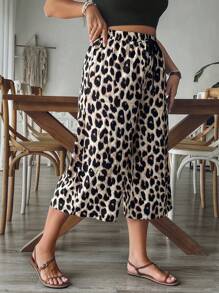 SHEIN VCAY Plus Size Leopard Print Pants, Fashion For Summer