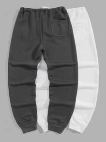 2 件套青少年男童休闲简约图案长裤套装，舒适柔软面料，百搭校园/日常/户外运动服 - 彩色 - 查看 3