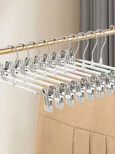 Juego de 10 piezas/5 piezas/1 pieza de ganchos de plástico totalmente recubiertos para pantalones/faldas, perchero de acero inoxidable resistente a la oxidación para colgar ropa interior, pantalones, faldas, ideal para uso doméstico y tienda de ropa. Pantalones, zapatos, jeans, botas, faldas, primavera, minimalista, tops de verano