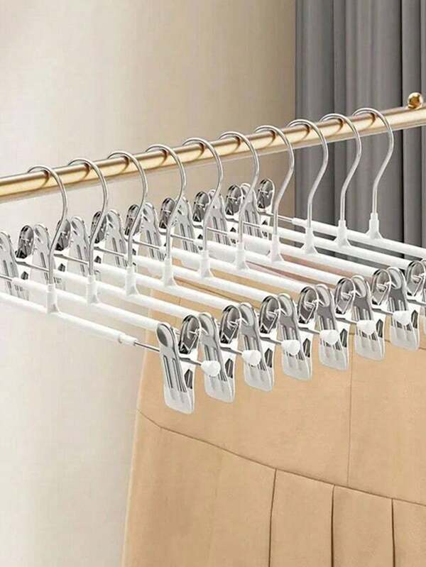SHEIN 10 Stücke/5 Stücke/1 Stück komplett beschichtete Kunststoff Hosen/Rock Kleiderbügel, Edelstahl rostfreie Wäscheständer zum Aufhängen von Unterwäsche, Hosen, Röcken, ideal für Zuhause und Textilgeschäfte, Anzughosen, Schuhe, Jeans, Stiefel, Röcke, Frühling, minimalistisch, Sommer Oberteile