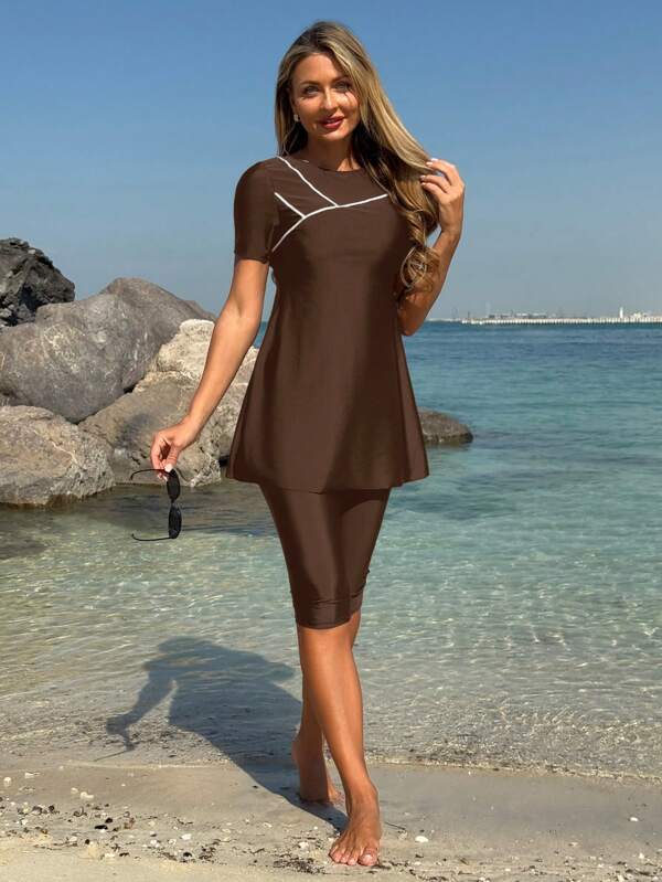 Swim Mulvari Traje de baño tipo tankini camiseta elegante y modesta para mujer