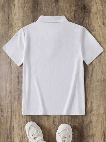 Teen Boys Casual Vacation Comfort American Collegiate Letter Printed Polo Shirt, Stylish & Versatile