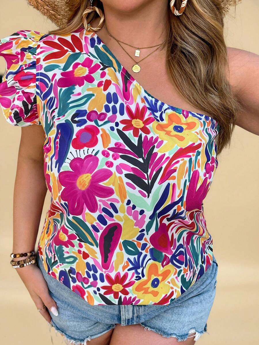 SHEIN VCAY Plus Size Blouses - Multicolor - View 1