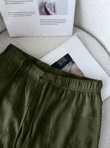 SHEIN LUNE Pantalones holgados de satén con estampado de pintura de tinta suelta