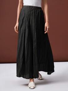 Ontre 2026春夏女士纹理休闲长裙，适合情人节、婚礼季等场合，设计感十足，复古风，都市时尚，简约潮流，舒适优雅，教师节佳选。 - 黑色 - 查看 5