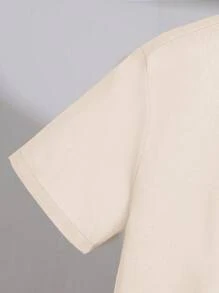 SHEIN Tween Boys Casual Loose Comfort Contrast Color Button-Up Short Sleeve Shirt