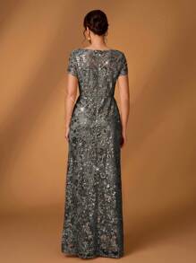 Serin Elegant, Luxurious, Romantic Beaded Embroidered Round Neck, Fluted Sleeve, A-Line Hem Dress, Suitable For Evening Party, Banquet, Music Festival, Dating, Vacation, Wedding, Bridal Mother Dress, Spring/Summer