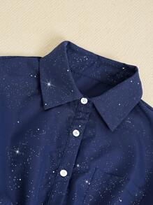 INAWLY Ladies' Spring/Summer Gold Foil Shirt & Pants Casual 2 Pieces Set Fall Cloth For Women