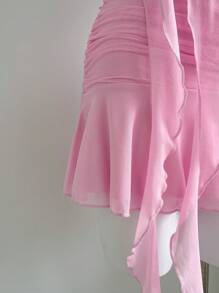 Sweetra Damen neue sexy Mode 3D Blumen Off-Shoulder ärmelloses plissiertes figurbetontes Beach Urlaubskleid