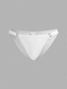 MOTF PREMIUM ASYMMETRICAL RING BIKINI BOTTOM FOR SUMMER BEACH VACATION - Beige - View 2