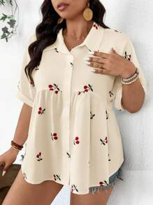 SHEIN Frenchy Blouse décontractée à manches courtes, à design ouvert à l'avant, en tissu texturé, confortable. Convient pour le printemps/été. Hauts printaniers pour femmes, hauts d'été pour femmes, robes élégantes pour femmes.
