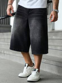 Claim Dot Plus Size Men's Casual Loose Denim Shorts, Summer Fashion Shorts For Men Jeans Hang Out Going Out Party Vacation Street