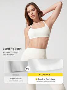 GLOWMODE 柔软弹力 Power Up 四向可调节肩带 粘合技术 露背运动文胸 瑜伽日常可拆卸罩杯 - 白色 - 查看 6