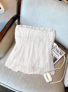 Franclia Layered Lace Trim Bow Decor Halter Crop Top